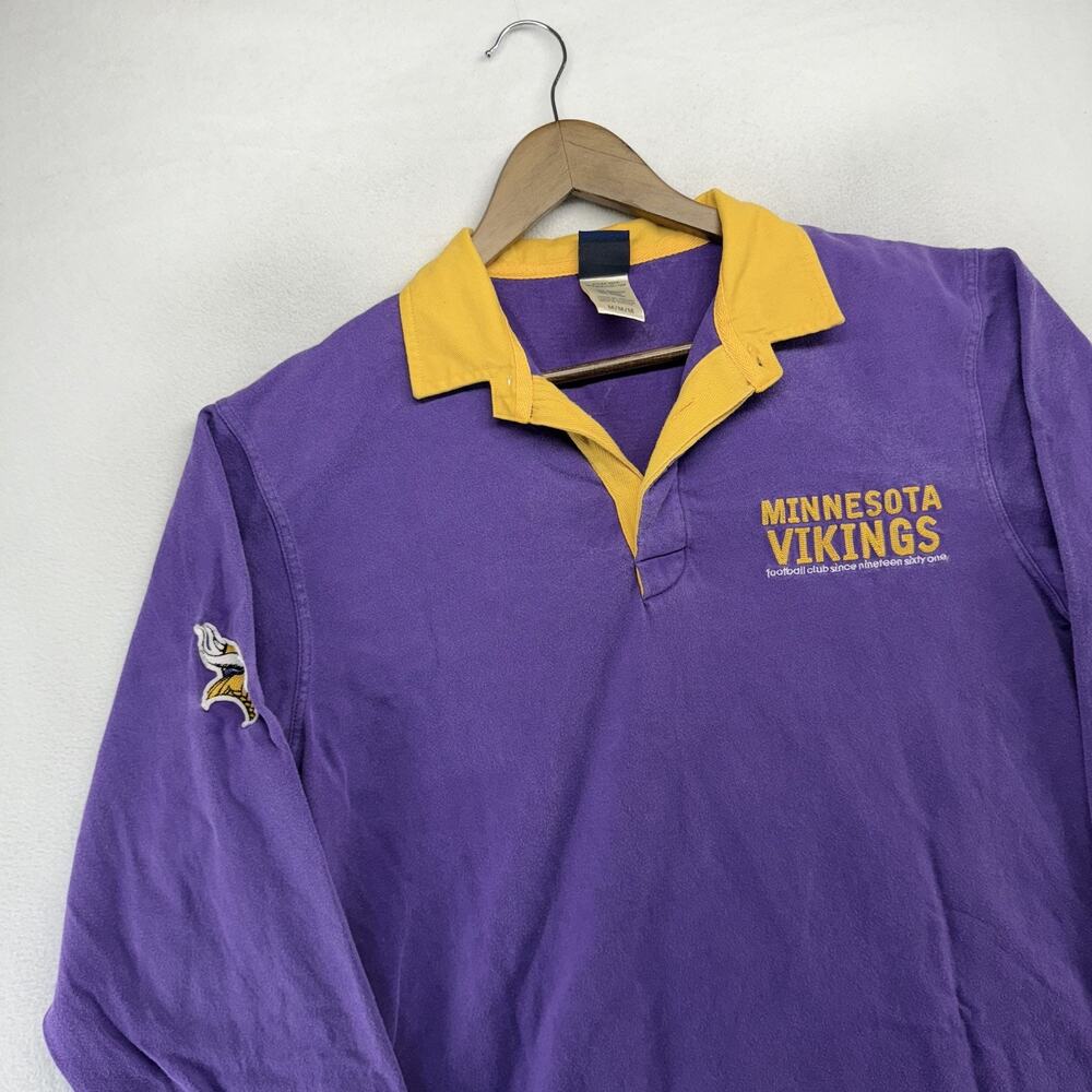 Vintage Minnesota Vikings Rugby Shirt Men's Medium Purple Embroidered Faded y2k